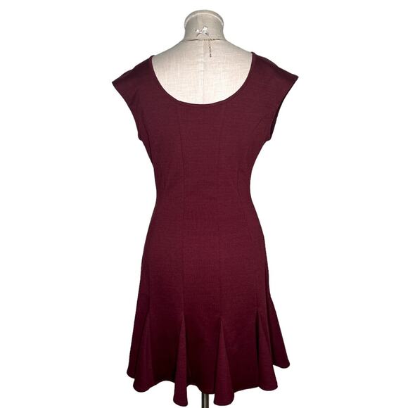 CATHERINE MALANDRINO Peplum Babydoll Flounce Red Mini Dress Coquette Pleated - Picture 4 of 9